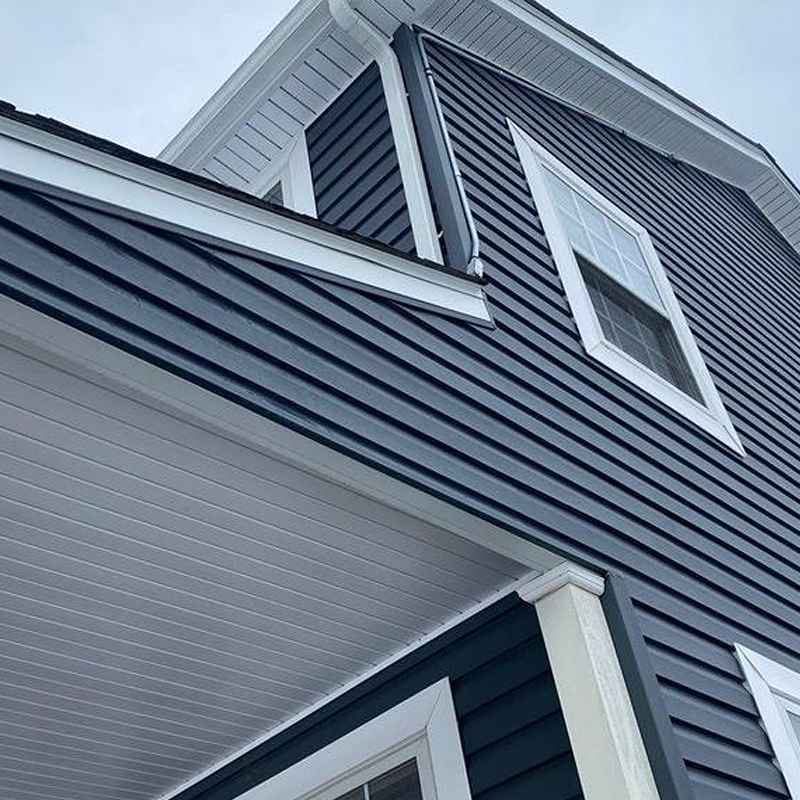 Blue house exterior.